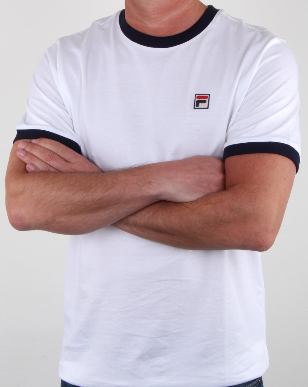 Fila Vintage Ringer T-Shirt Weiß/Marineblau