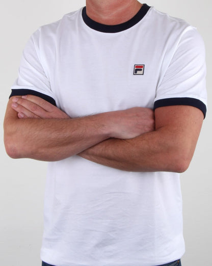 Fila Vintage Ringer T-Shirt Weiß/Marineblau
