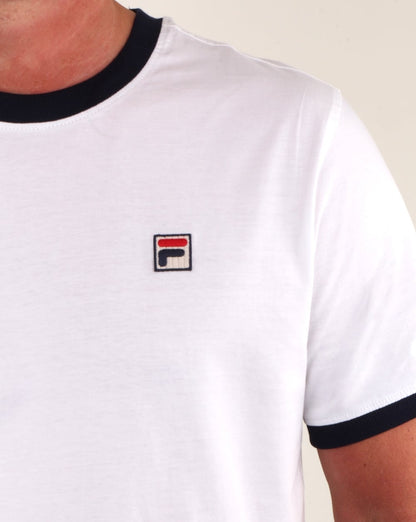 Fila Vintage Ringer T-Shirt Weiß/Marineblau