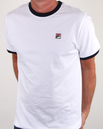 Fila Vintage Ringer T-Shirt Weiß/Marineblau
