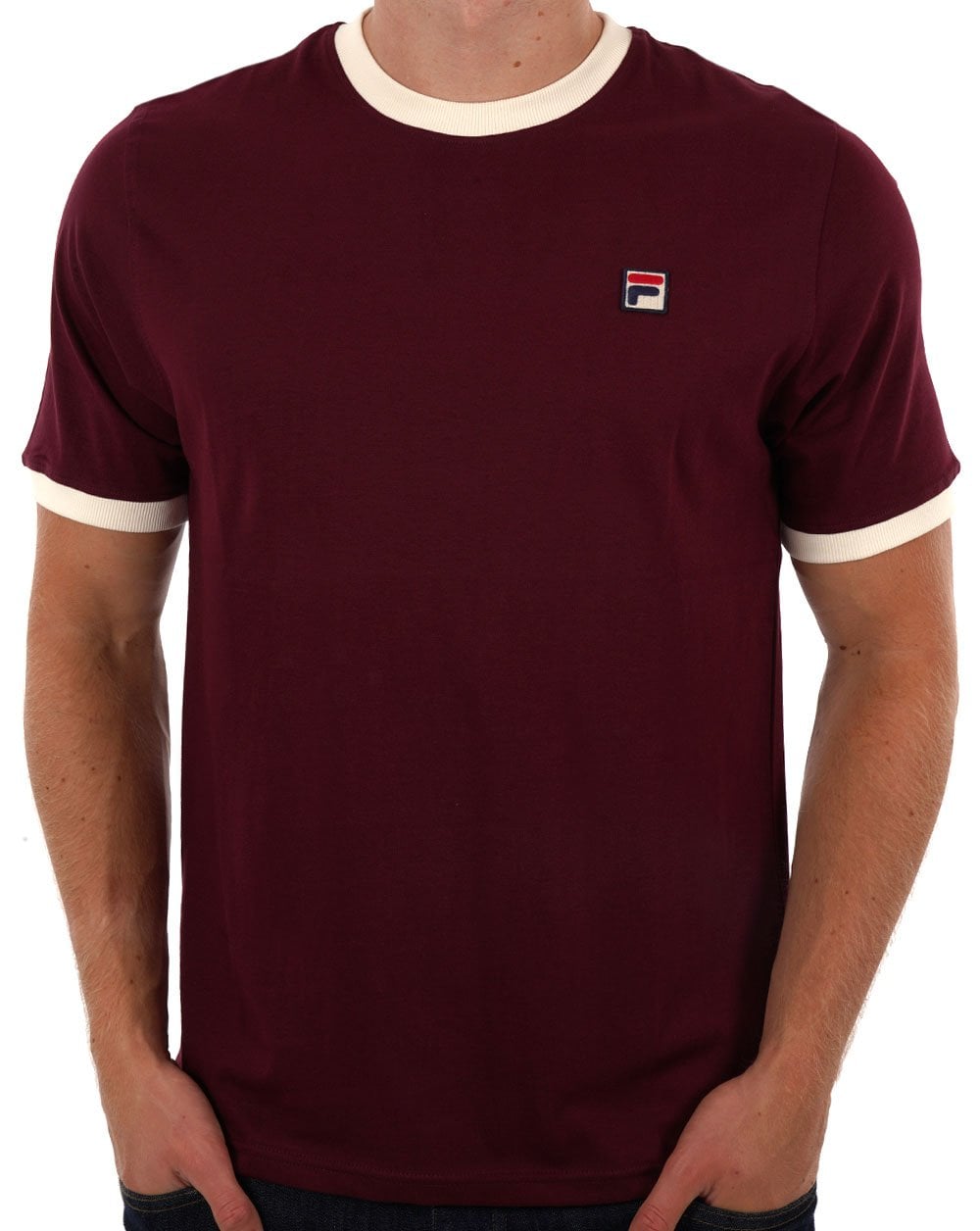 Fila Vintage Ringer T Shirt Wine/Gardenia