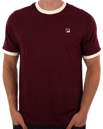 Fila Vintage Ringer T-Shirt Weinrot/Gardenie
