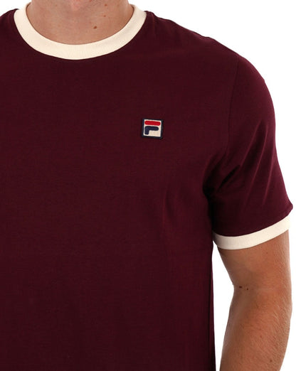 Fila Vintage Ringer T-Shirt Weinrot/Gardenie