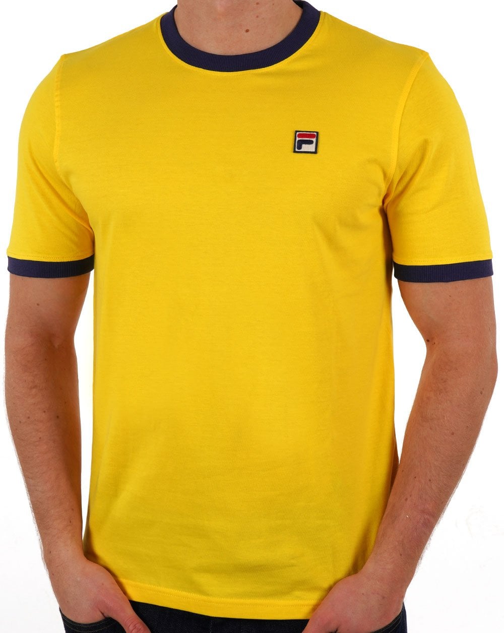 Fila Vintage Ringer T-Shirt Gelb/Marineblau