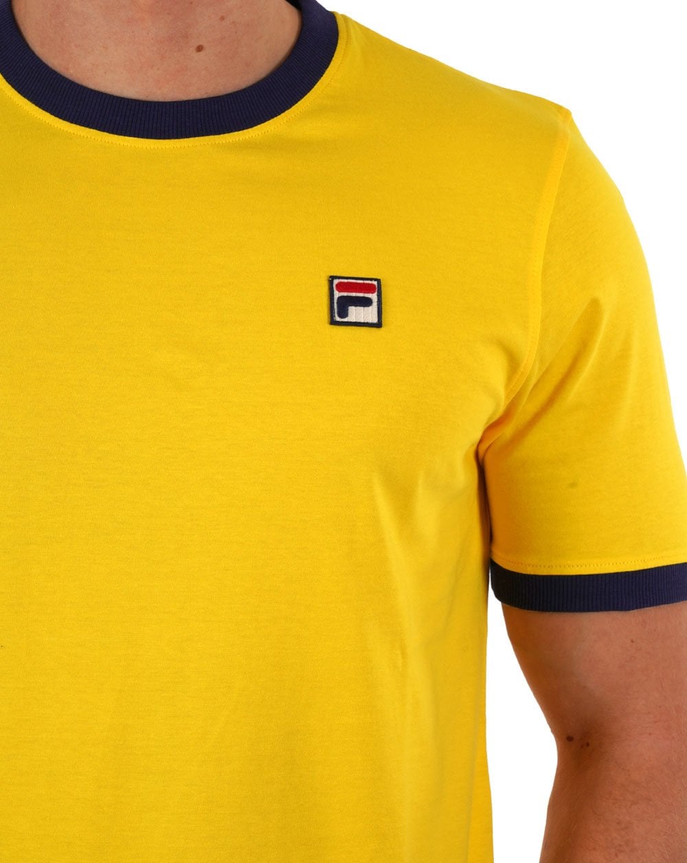 Fila Vintage Ringer T-Shirt Gelb/Marineblau