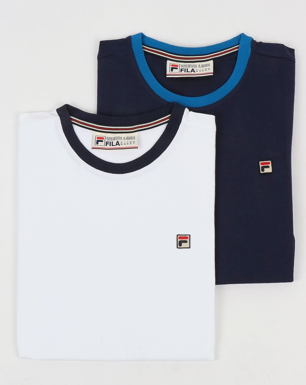 Fila Vintage Ringer T Shirts Twin Pack White/Navy