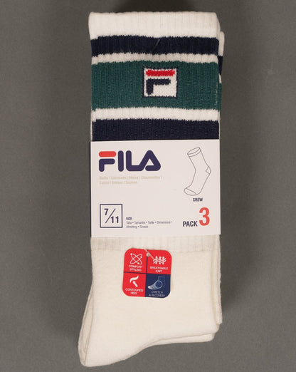 Fila Vintage Russell Crew Socken, 3er-Pack, Gardenia