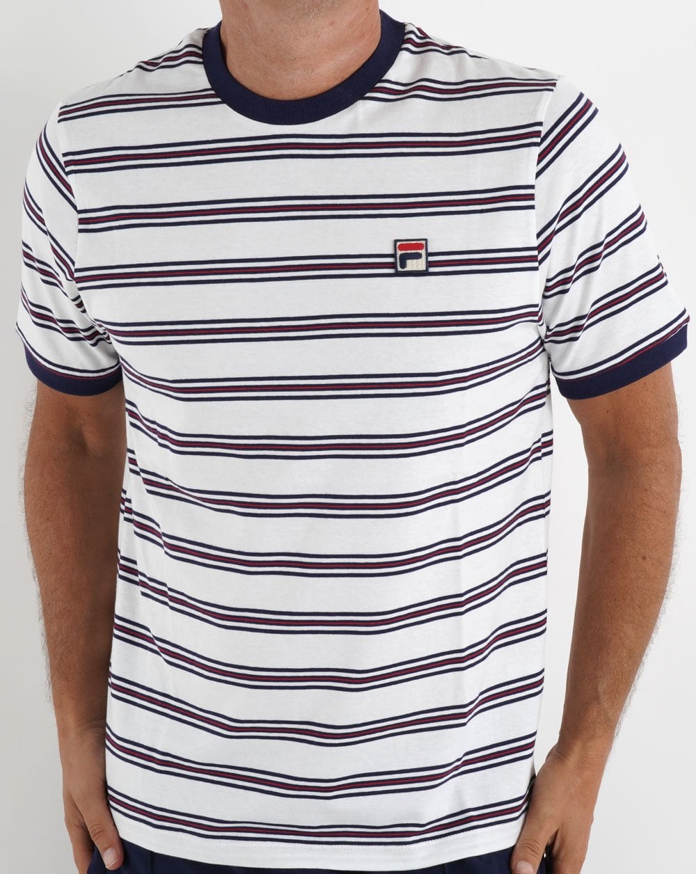 Fila Vintage Santiago Striped T Shirt White/Navy