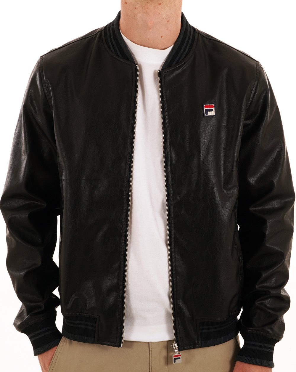 Fila Vintage Settanta Jacke in Lederoptik, Schwarz