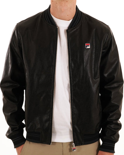 Fila Vintage Settanta Jacke in Lederoptik, Schwarz
