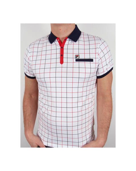 Fila Vintage Settimo Windowpane Polo Shirt White