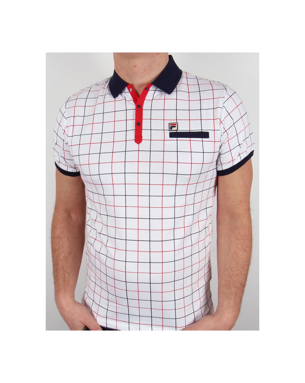 Fila Vintage Settimo Windowpane Poloshirt Weiß