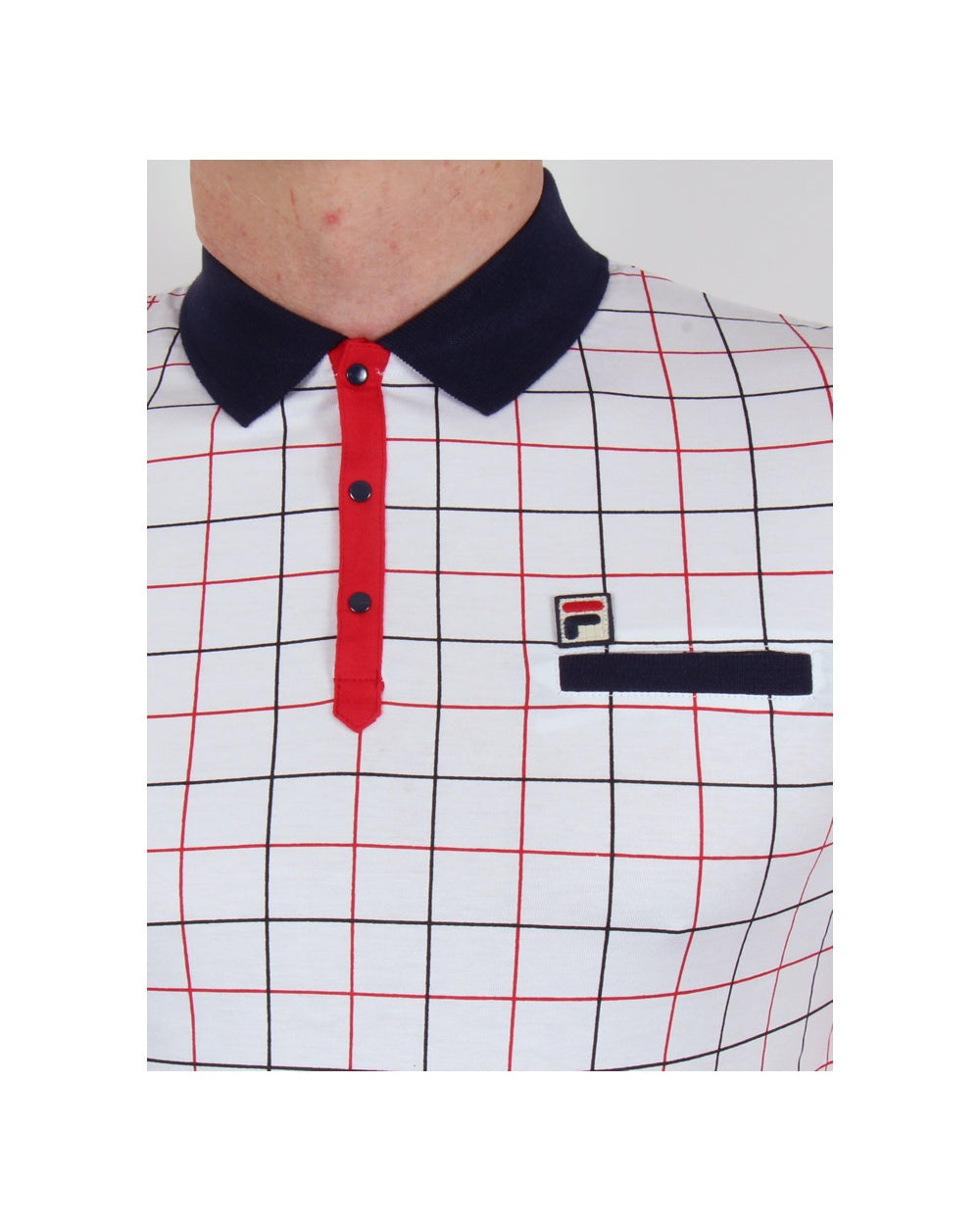 Fila Vintage Settimo Windowpane Poloshirt Weiß