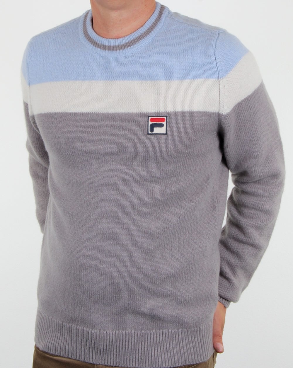 Fila Vintage Siro Pullover Grau/Himmelblau/Gardenie