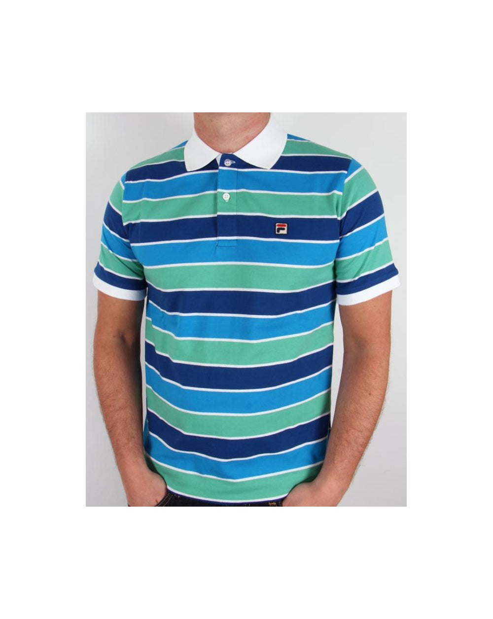 Fila Vintage Smuggler Poloshirt mit Streifen Italia Blau/Frühlingsgrün