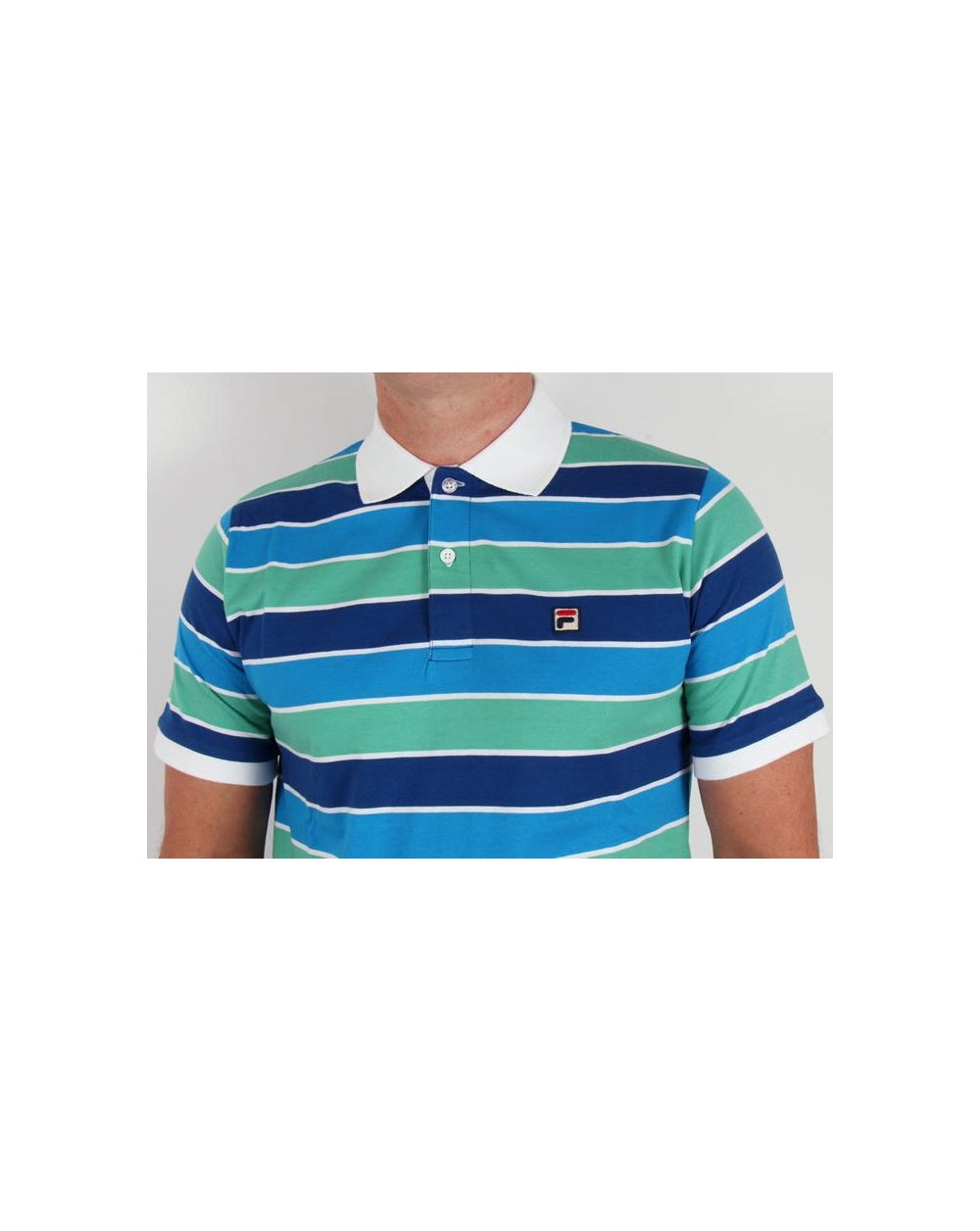 Fila Vintage Smuggler Poloshirt mit Streifen Italia Blau/Frühlingsgrün