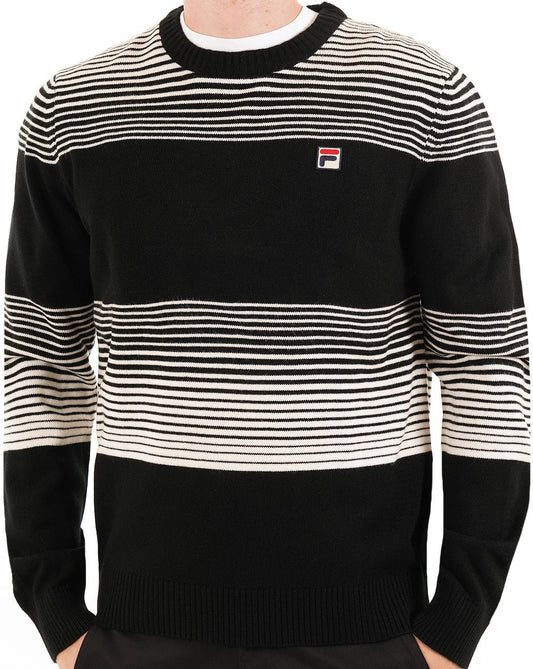 Fila Vintage Fila Vintage Stripe Crew Strickpullover Schwarz/Gardenia