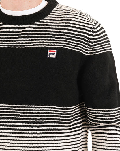 Fila Vintage Stripe Crew Strickpullover Schwarz/Gardenia