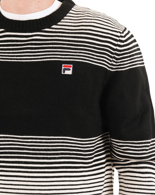 Fila Vintage Fila Vintage Stripe Crew Strickpullover Schwarz/Gardenia