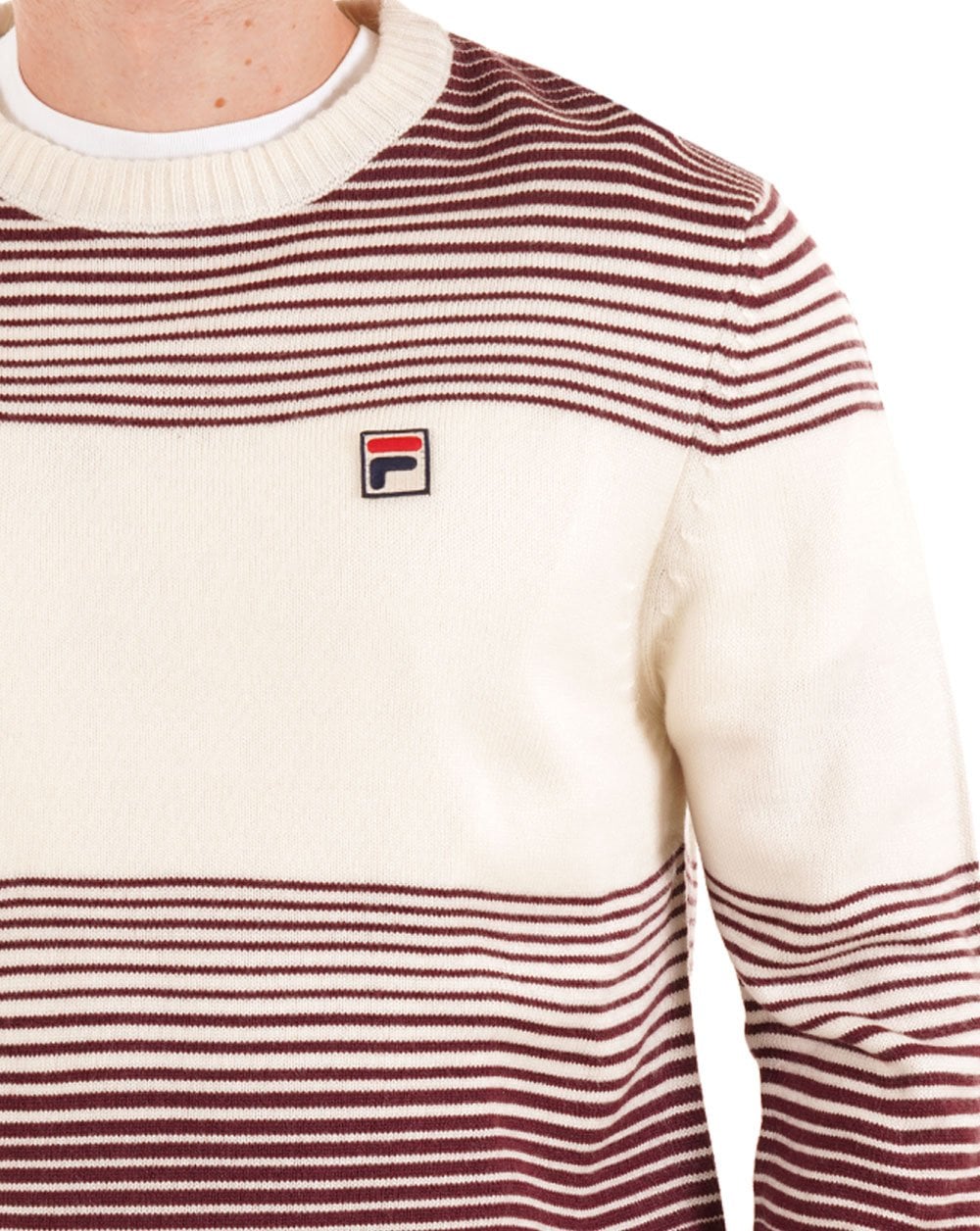 Fila Vintage Stripe Crew Strickpullover Gardenia/Port
