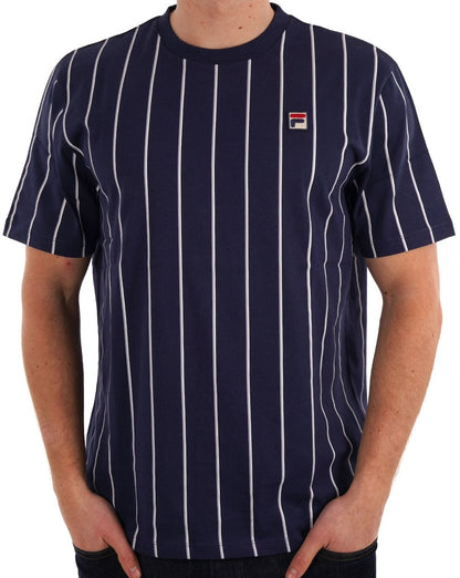 Fila Vintage Gestreiftes T-Shirt Marineblau