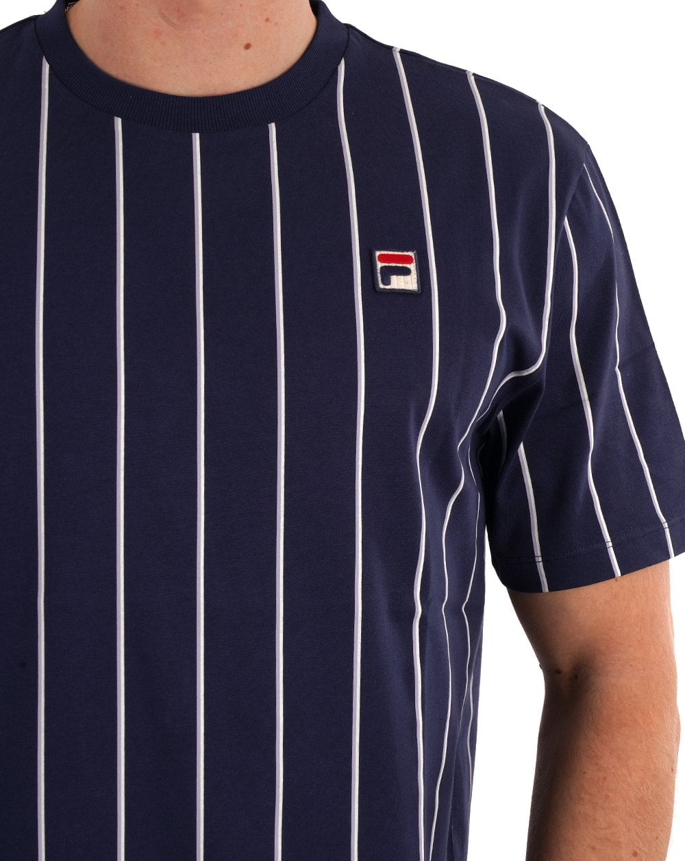 Fila Vintage Gestreiftes T-Shirt Marineblau