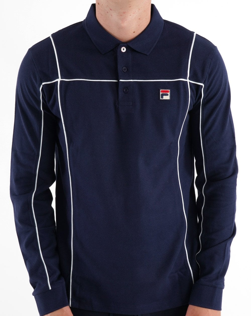 Fila Vintage Talon Terrinda LS Poloshirt Marineblau/Weiß