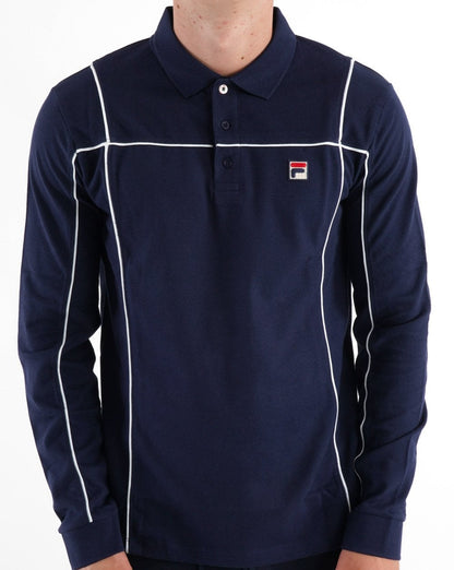 Fila Vintage Talon Terrinda LS Poloshirt Marineblau/Weiß