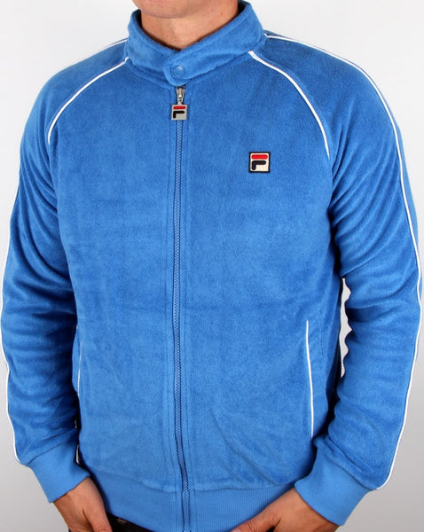 Fila Vintage Terry Biker Track Top Ocean Blue