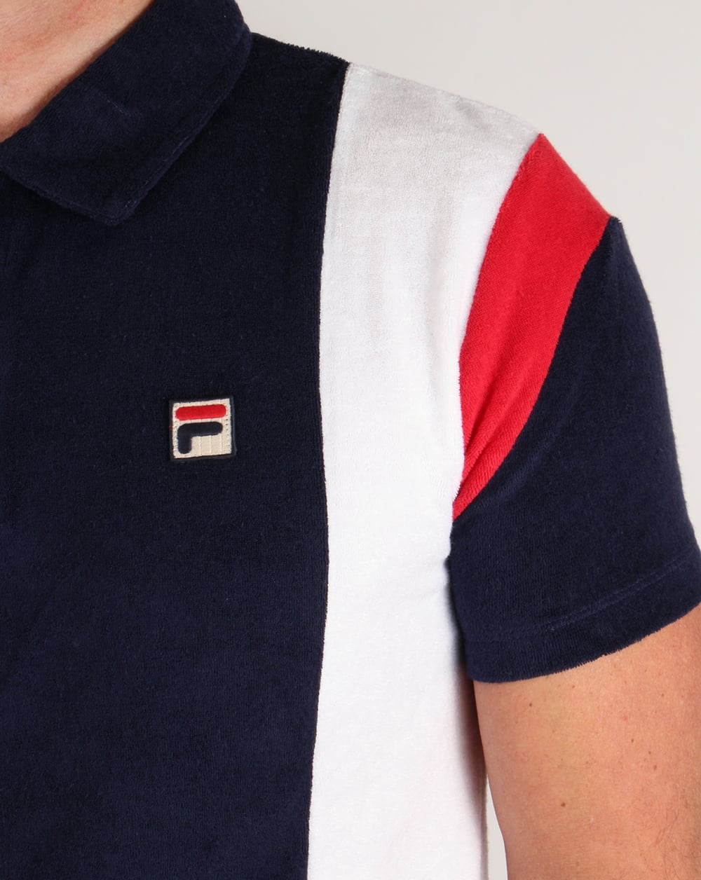 Fila Vintage Terry Polo Shirt Navy/White/Red