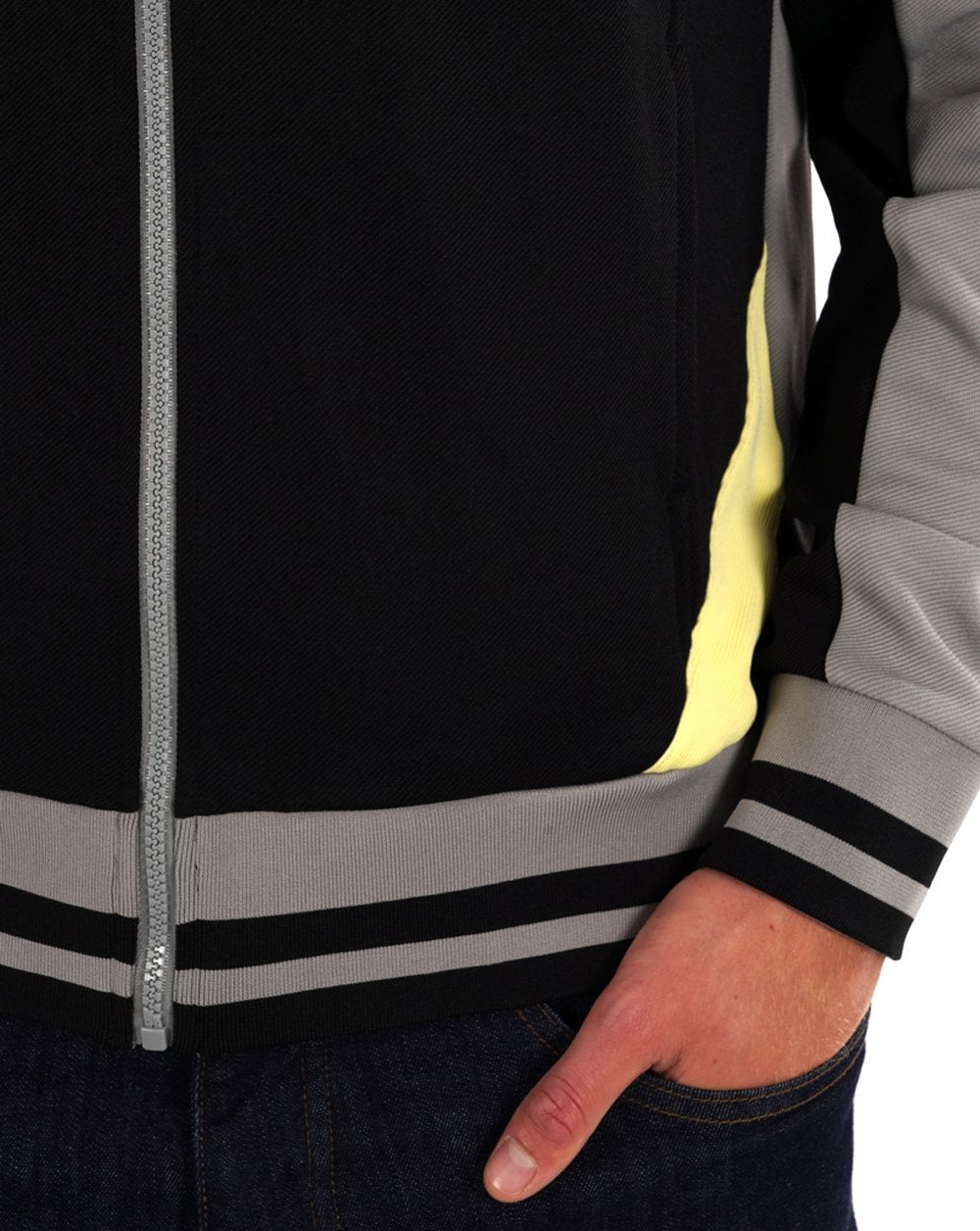 Fila Vintage Tiebreak Trainingsjacke Schwarz Grau Zitrone