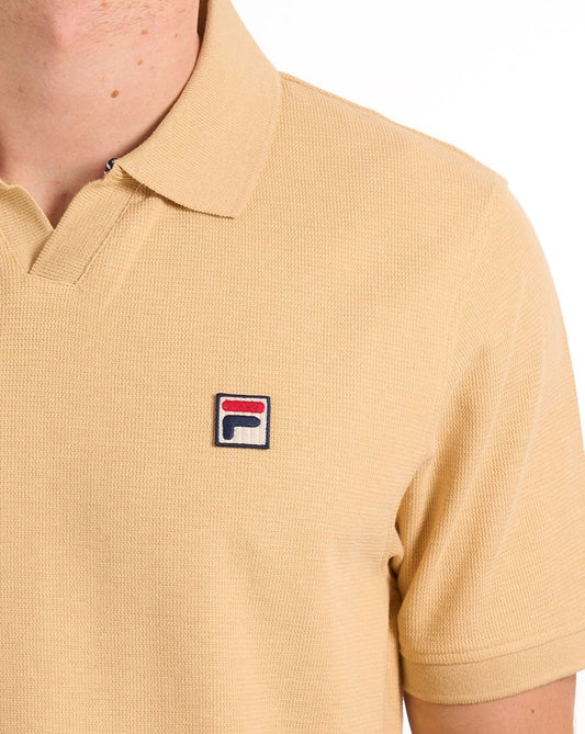 Fila Vintage Fila Vintage Tristiano Strukturiertes Poloshirt in klassischem Beige