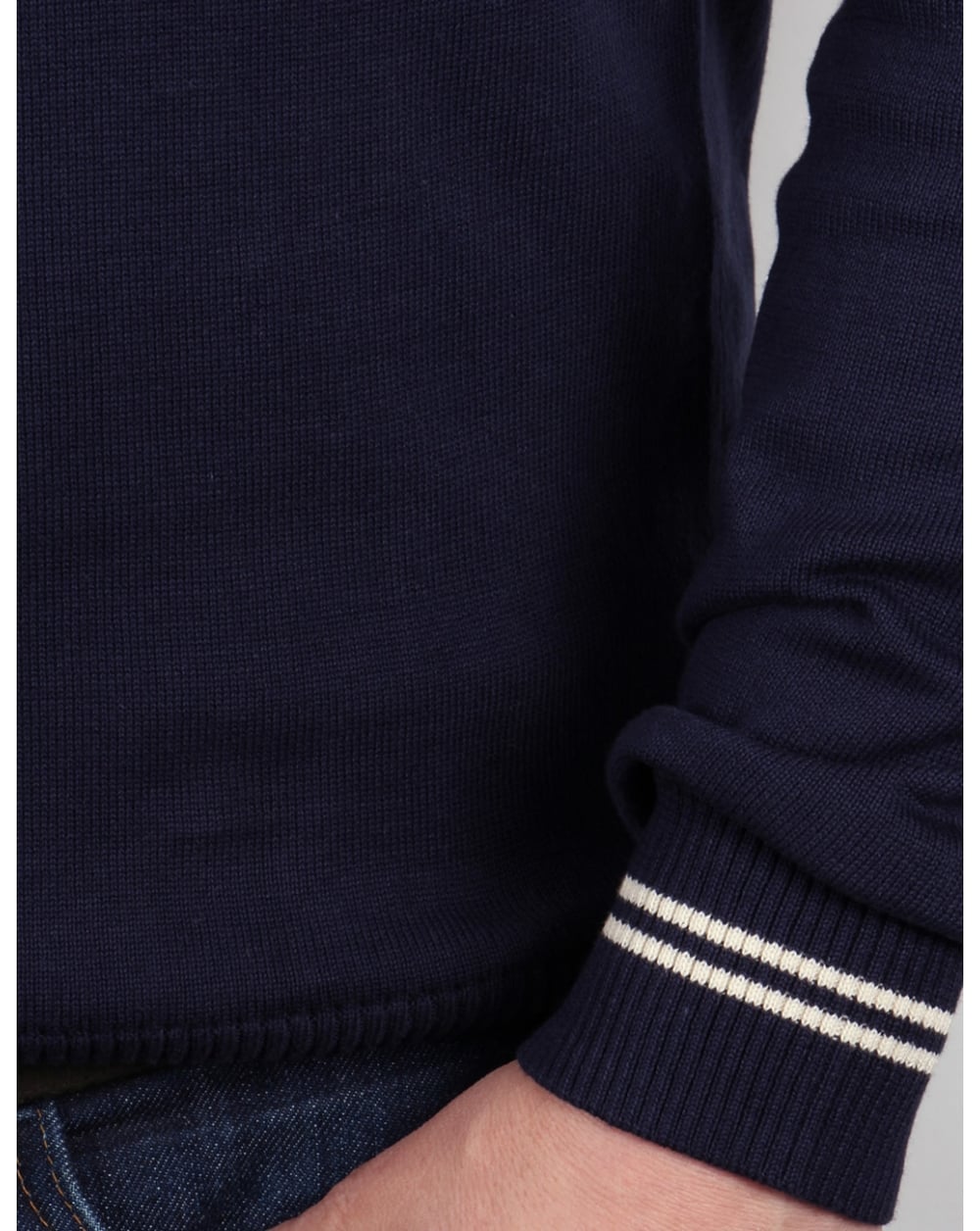 Fila Vintage V-Ausschnitt Pullover Marineblau/Weiß