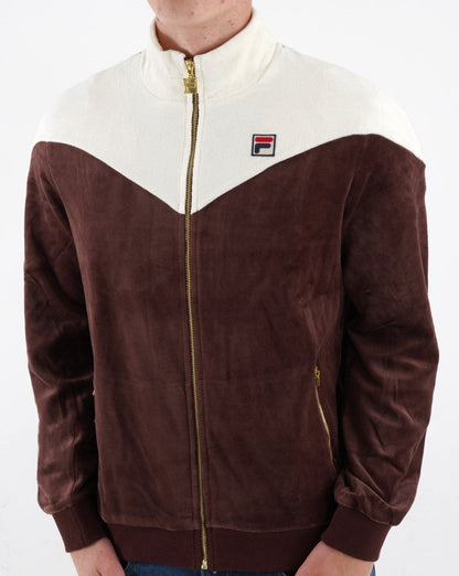 Fila Vintage V Velours Trainingsjacke Braun – Off White