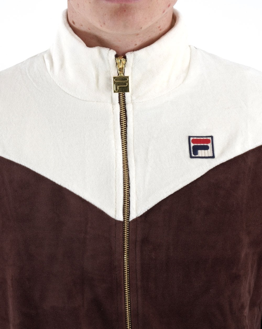 Fila Vintage V Velours Trainingsjacke Braun – Off White