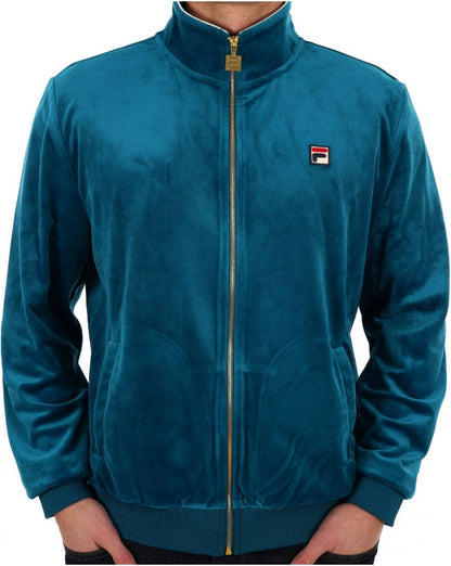 Fila – Vintage-Sweatshirt aus Velours in Deep Lagoon