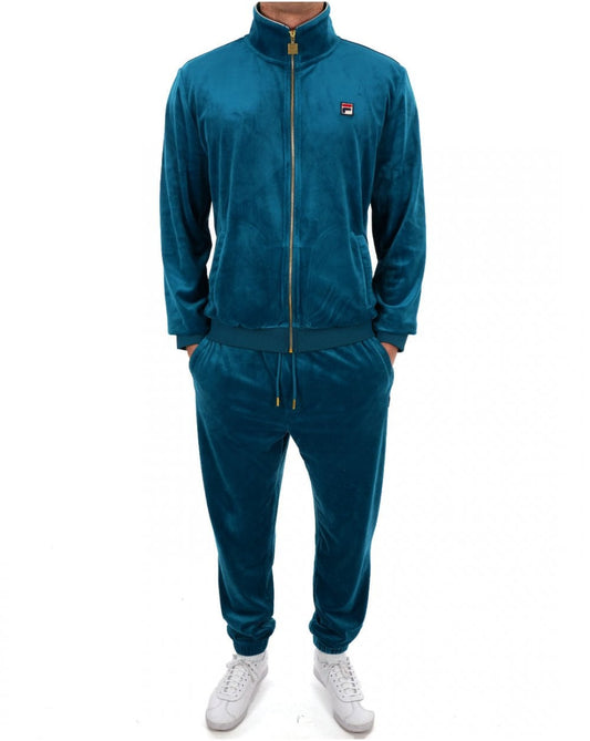 Fila Vintage Fila – Vintage-Sweatshirt aus Velours in Deep Lagoon