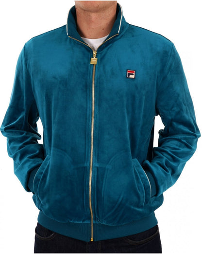 Fila – Vintage-Sweatshirt aus Velours in Deep Lagoon