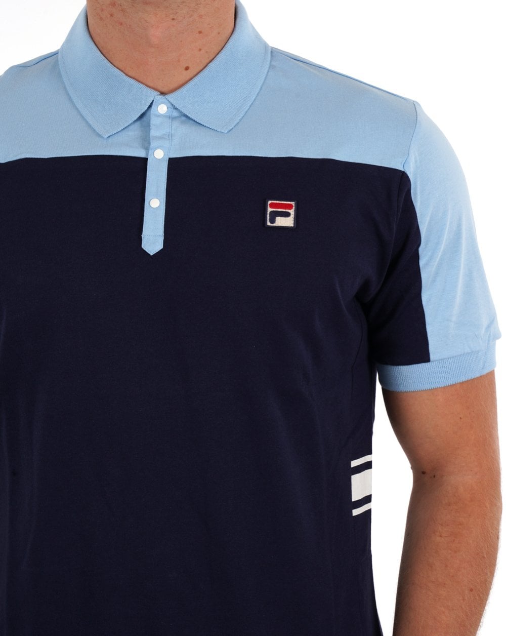 Fila Vintage Vilas Poloshirt Marineblau/Himmelblau/Weiß