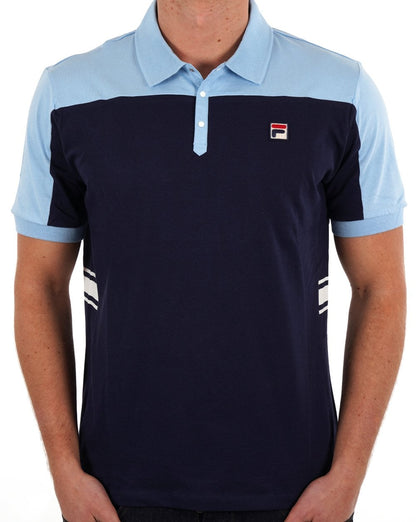 Fila Vintage Vilas Poloshirt Marineblau/Himmelblau/Weiß