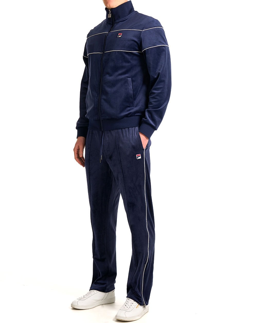 Fila Vintage Vittorio Velours-Trainingsjacke Marineblau