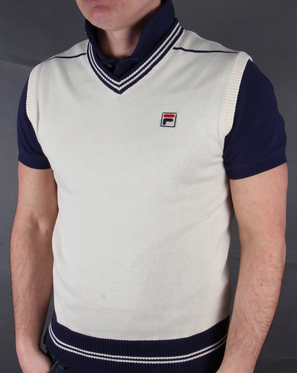 Fila Vintage Voyago Tank Top Gardenia/navy