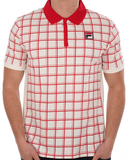 Fila Vintage Windowpane Poloshirt Gardenia Rot