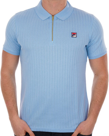 Fila Vintage Poloshirt mit Reißverschluss, Himmelblau