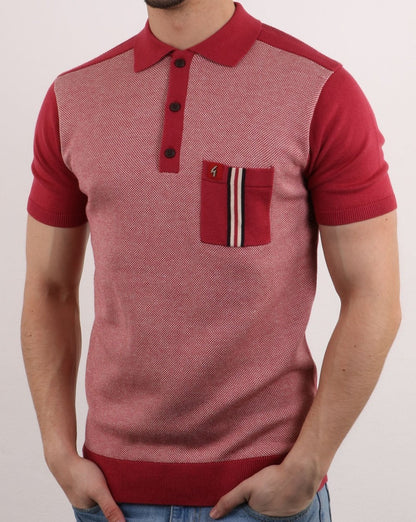 Gabicci Vintage Belair Strick-Poloshirt Rot