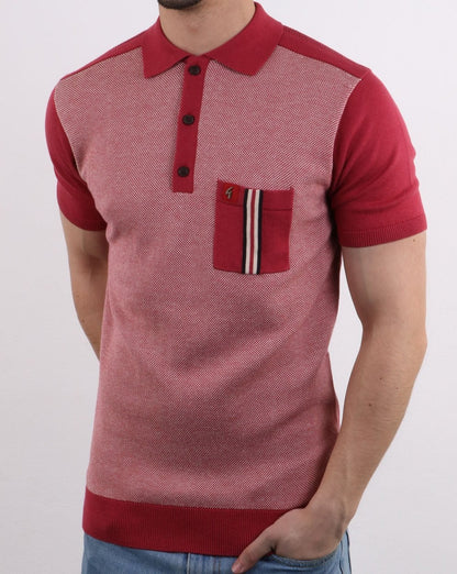 Gabicci Vintage Belair Strick-Poloshirt Rot