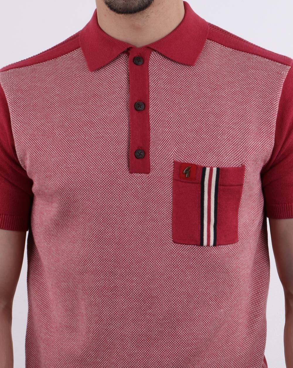 Gabicci Vintage Belair Strick-Poloshirt Rot