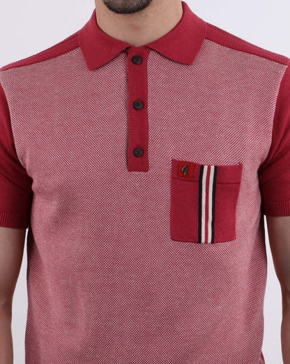 Gabicci Vintage Belair Strick-Poloshirt Rot
