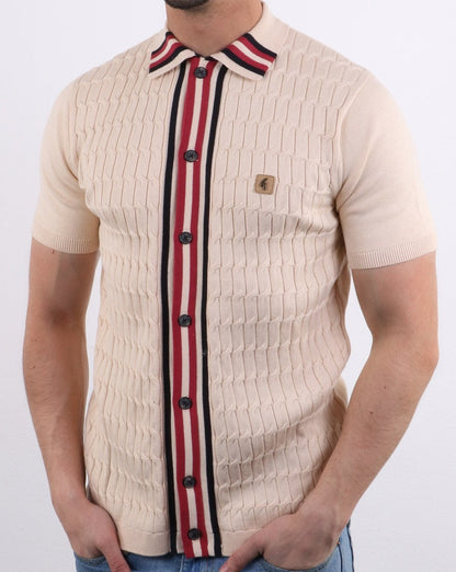 Gabicci Vintage Danecroft Zopfstrick-Polo Hafer