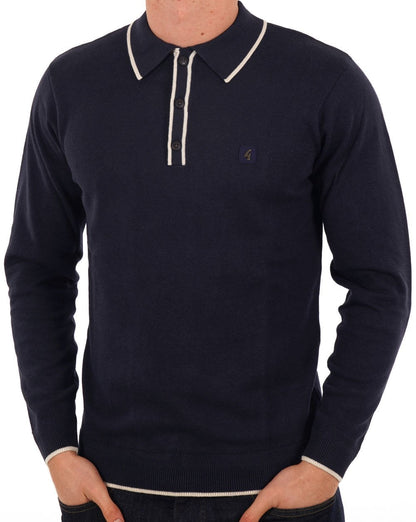 Gabicci Vintage Lineker Strickpolo Marineblau